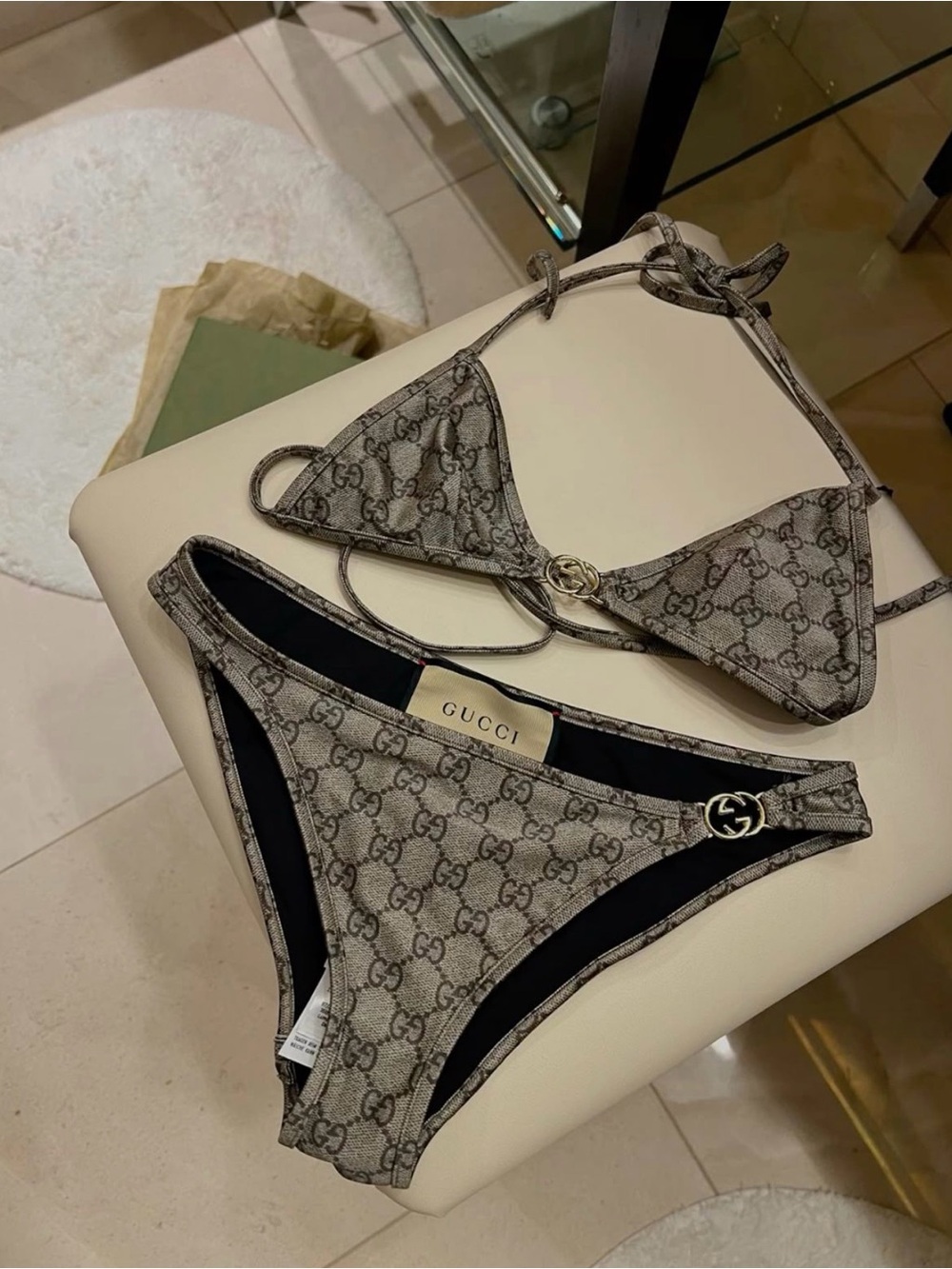 Gucci Printed GG Stretch Jersey Bikini M
